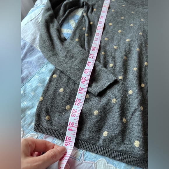 Smartset Womens Grey Gold Polka Dot Soft Cozy Scoop Neck Knit Sweater XS - Picture 6 of 6